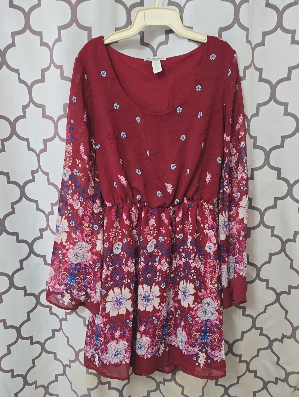 Charlotte Russe Burgundy Floral Mini Dress